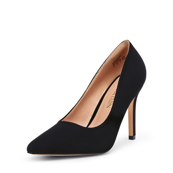 Stiletto Pointed Toe Pumps - BLACK NUBUCK -  0